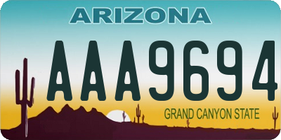 AZ license plate AAA9694