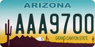 AZ license plate AAA9700