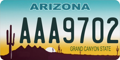 AZ license plate AAA9702