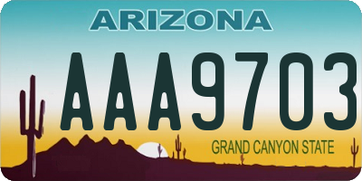 AZ license plate AAA9703