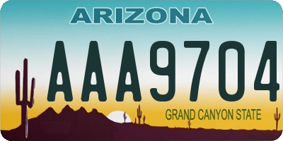 AZ license plate AAA9704