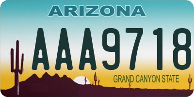 AZ license plate AAA9718