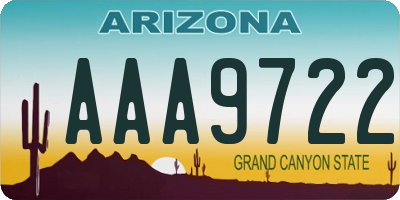 AZ license plate AAA9722