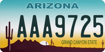 AZ license plate AAA9725