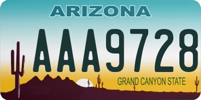 AZ license plate AAA9728