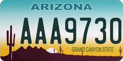 AZ license plate AAA9730