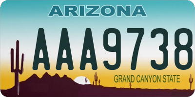 AZ license plate AAA9738