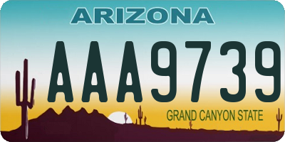 AZ license plate AAA9739