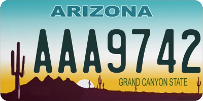 AZ license plate AAA9742