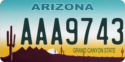 AZ license plate AAA9743