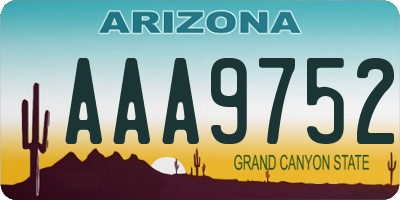 AZ license plate AAA9752