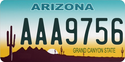 AZ license plate AAA9756