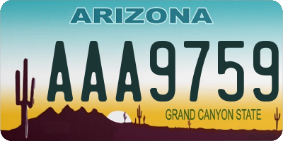 AZ license plate AAA9759