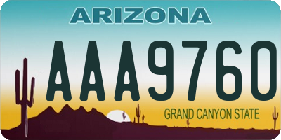 AZ license plate AAA9760