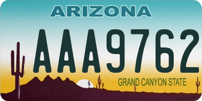 AZ license plate AAA9762