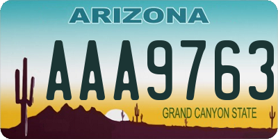 AZ license plate AAA9763