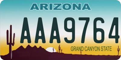 AZ license plate AAA9764