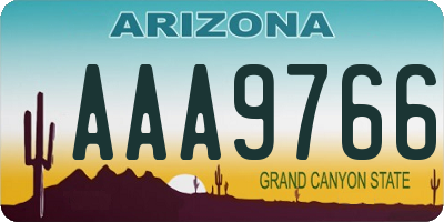 AZ license plate AAA9766