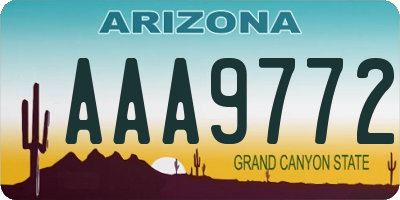 AZ license plate AAA9772