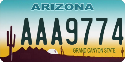 AZ license plate AAA9774