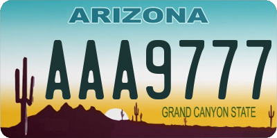 AZ license plate AAA9777