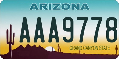 AZ license plate AAA9778