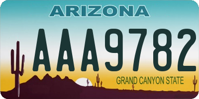 AZ license plate AAA9782