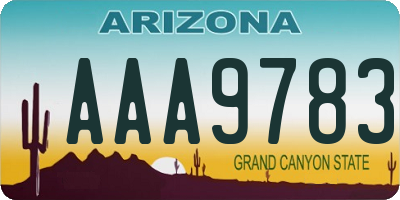 AZ license plate AAA9783