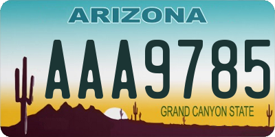 AZ license plate AAA9785