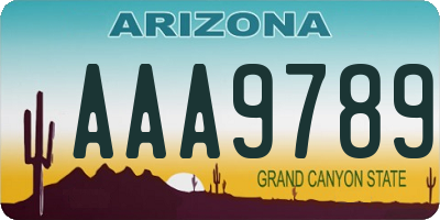 AZ license plate AAA9789