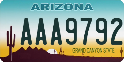 AZ license plate AAA9792