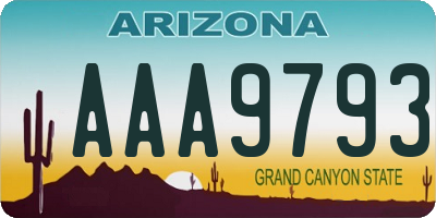 AZ license plate AAA9793