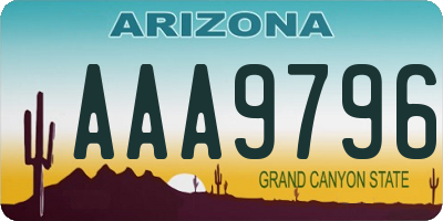 AZ license plate AAA9796