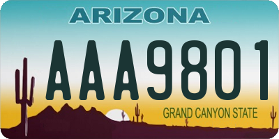 AZ license plate AAA9801