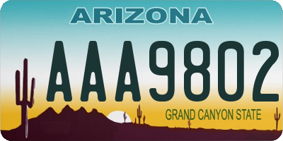 AZ license plate AAA9802