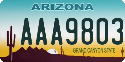 AZ license plate AAA9803