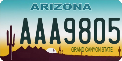 AZ license plate AAA9805