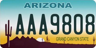 AZ license plate AAA9808