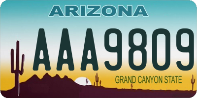 AZ license plate AAA9809