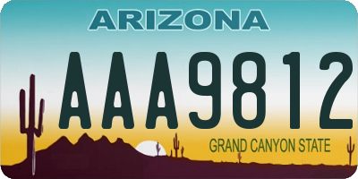 AZ license plate AAA9812