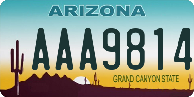 AZ license plate AAA9814