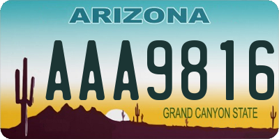 AZ license plate AAA9816