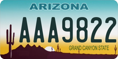 AZ license plate AAA9822