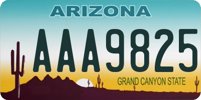 AZ license plate AAA9825