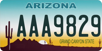 AZ license plate AAA9829