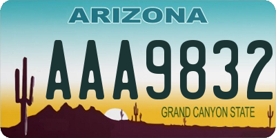 AZ license plate AAA9832