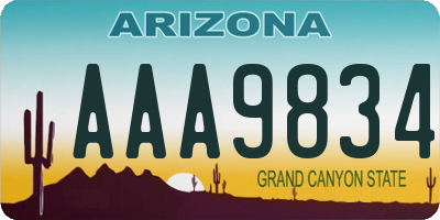 AZ license plate AAA9834