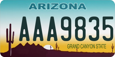 AZ license plate AAA9835