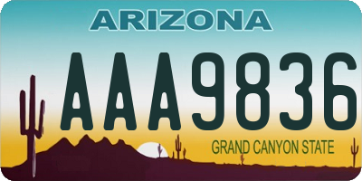 AZ license plate AAA9836