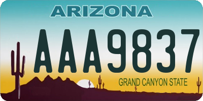 AZ license plate AAA9837